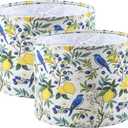 YUNLIAN Medium Lamp Shades Set of 2,Fabric Plant Pattern Drum Shade for Floor Lamp Replacement,Table,Animal Shade.Living Room,13 "Top x 13" Bottom x 10 "High,Round Lampshade",Need To Assemble