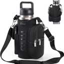 icolor Magnetic Gym Bag Water Bottle Carrier Holder with Phone Pockets & Shoulder Strap,Gym Magnetic Bag 5 Built-in Magnets Gym Accessories Organizer Magnetic Bottle Pouch Sleeve for Men Women (PureBlack)