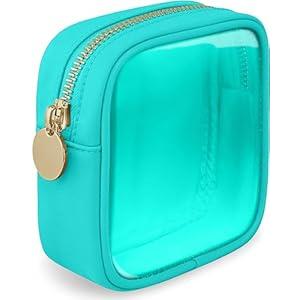 LOFOWN Clear Makeup Bag Mini Cosmetic Bag Women Clear Pouch Zipper Cute Pouches Make Up Travel Toiletry Purse Organizer Bags (Green-1, MIni)