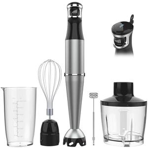 Immersion Blender Handheld Corded Hand Blenders Set 1100W, Trigger Variable Speed 5 in 1 Stick Emulsifier with Chopper, Whisk and Frother for Soup, Baby Food and Smoothies