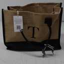 Initial Jute/Canvas Tote Bag, Personalized Present Bag, Suitable for Wedding, Birthday, Beach, Holiday, is a Great Gift for Women, Mom, Teachers, Friends, Bridesmaids (Letter T) 16x13 inch