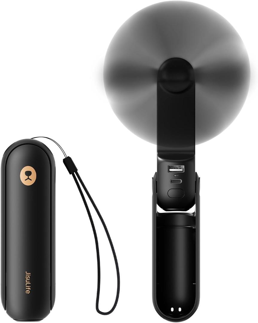 JISULIFE Portable Handheld Fan, Mini 3 In 1 with Rechargeable Battery, Personal Pocket Fan for Travel, Outdoor, USB Power Bank, Flashlight, Essential Ideal Gifts for Men/Women/Family/Friends 