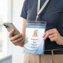Vertical ID Badge Holders with Soft Edge (Sealable Fits 4x6 Inch Insert) (50 Pack), Waterproof Passport ID Card Holder, Name Tag Holder, Name Badge Holders, Zipper Plastic Badge Holder