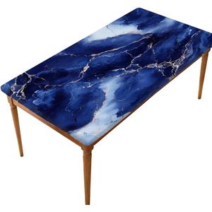 Pardick Blue Marble Rectangle Fitted Tablecloth 5ft Rectangle Table Cover with Elastic Edge Wipeable Outdoor Table Cloths for Kitchen Dining Party Outdoor Picnic Holiday Decor 60" L X 30" W