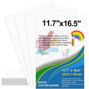 18 Pcs Poster Board 11.7 x 16.5 Inches White Paper Bulk, ROOKEA 250 GSM Thickness Vision Poster Boards Blank Graphic Display Posterboards for Drawing Artwork School Arts Crafts Projects