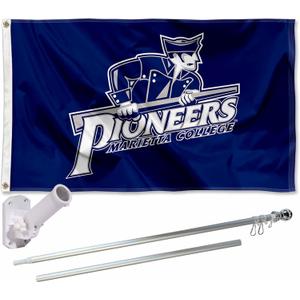 Marietta College Pioneers Flag with Pole and Bracket Holder University Set