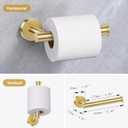 Lairuier Bathroom Hardware Set, 4-Piece Towel Holder Set Include Toilet Paper Holder,Towel Ring and 2 Towel Hooks Stainless Steel Wall Mounted Bathroom Hardware Accessories Set (Brushed Gold)