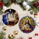 2 x Christian Gift: Jesus Christ Ornament | Christmas Ornaments (Christmas Tree Decorations), Christian Home Decor, Religious Holiday Ornament, Religious Gifts & Xmas Gifts