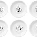 FUYU 6pcs Cute Cat Ceramic Sauce Plate, Snack Plate, Side Dish, 4 inches