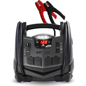 Schumacher Electric Jump Starter and Portable Power Station, SJ1332, 6-in-1, 1200 Peak Amps, 12 Volts, 150-PSI Air Compressor, 200 Continuous Watt Power Inverter, 5 Outlets - DC, AC and USB