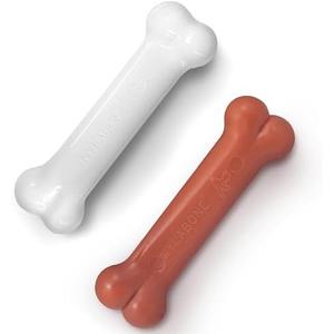 Nylabone Original Bone Power Chew Toy for Dogs, Durable Dog Toys for Aggressive Chewers, Basted Blast Bacon & Chicken Flavor, Medium - Up to 35 lbs, 2 Pack