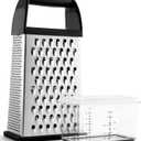 Urbanstrive Cheese Grater With Container Box Grater Stainless Steel Graters for Kitchen Cheese Shredder Parmesan Shredder Kitchen Gadgets Kitchen Tools Kitchen Gifts for Chef Dishwasher Safe Zester (Black)