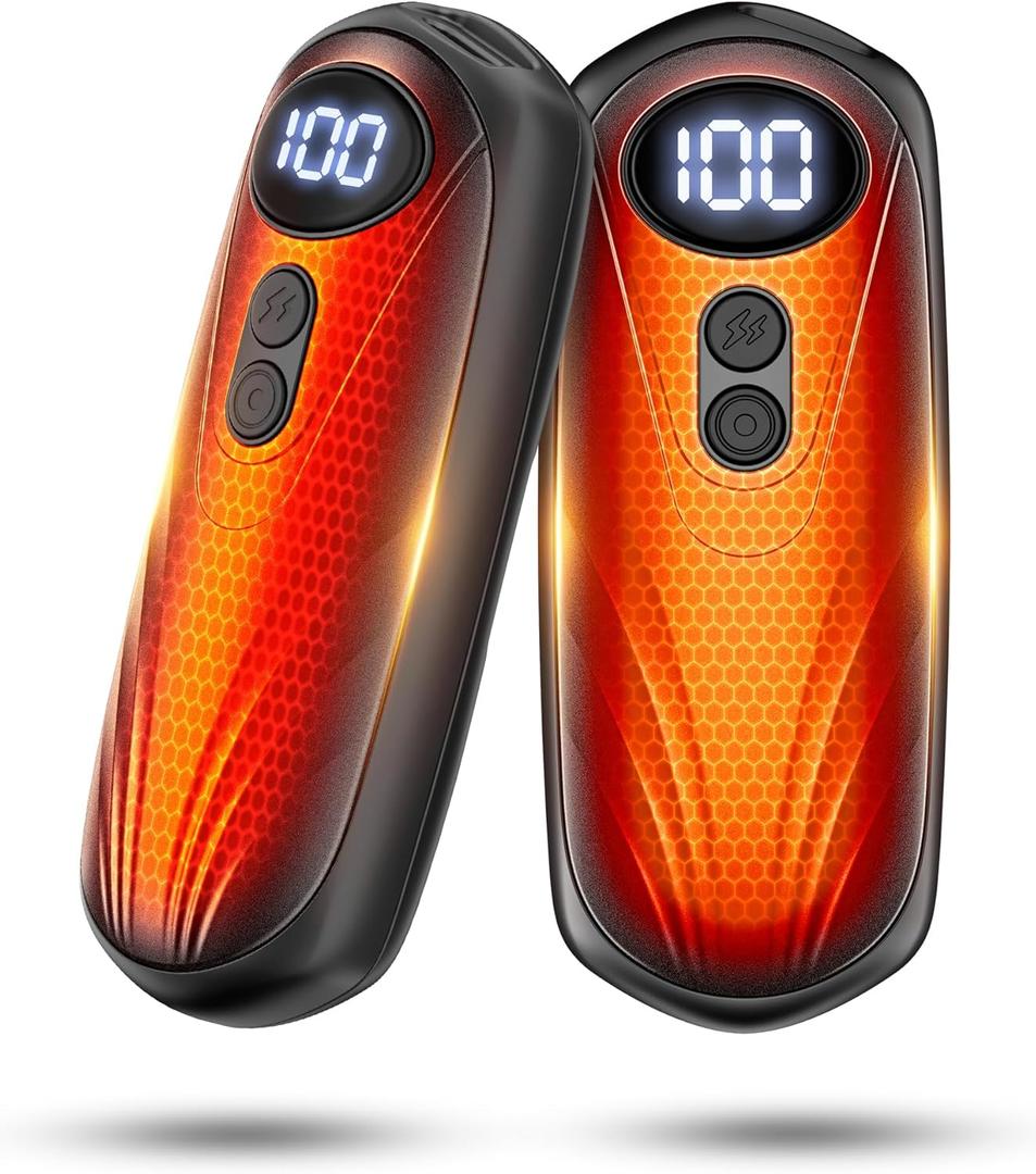 Hand Warmers Rechargerable 2 Pack - 6000mAh Electric AI Handwarmers with LED Display, 5-Level, 2 in 1 Portable Heater, Warm Gifts for Women/Men/Golf/Camping/Hunting/Travel/Outdoor/Indoor