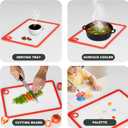 2 x 12"x8" Small Clear Tempered Glass Cutting Board,Non-Slip Dishwasher Safe Heat & Shatter Resistant Cutting Board for Kitchen Countertop Meal Prep (Red-Small)