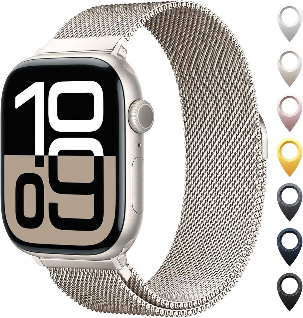 Original Stainless Steel Mesh Loop Compatible with Apple Watch 38mm 40mm 41mm 42mm 44mm 45mm 46mm 49mm Women Men, Magnetic Clasp Replacement for iWatch Bands Series 11 10 9 8 7 6 5 4 Ultra SE 3 2 1
