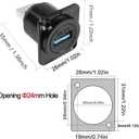 11 x USB3.0 D Type Panel Mount Adapter Male to Female Connector Straight Through Panel Socket for USB Extension Data Transfer 5Gbps Charging Black