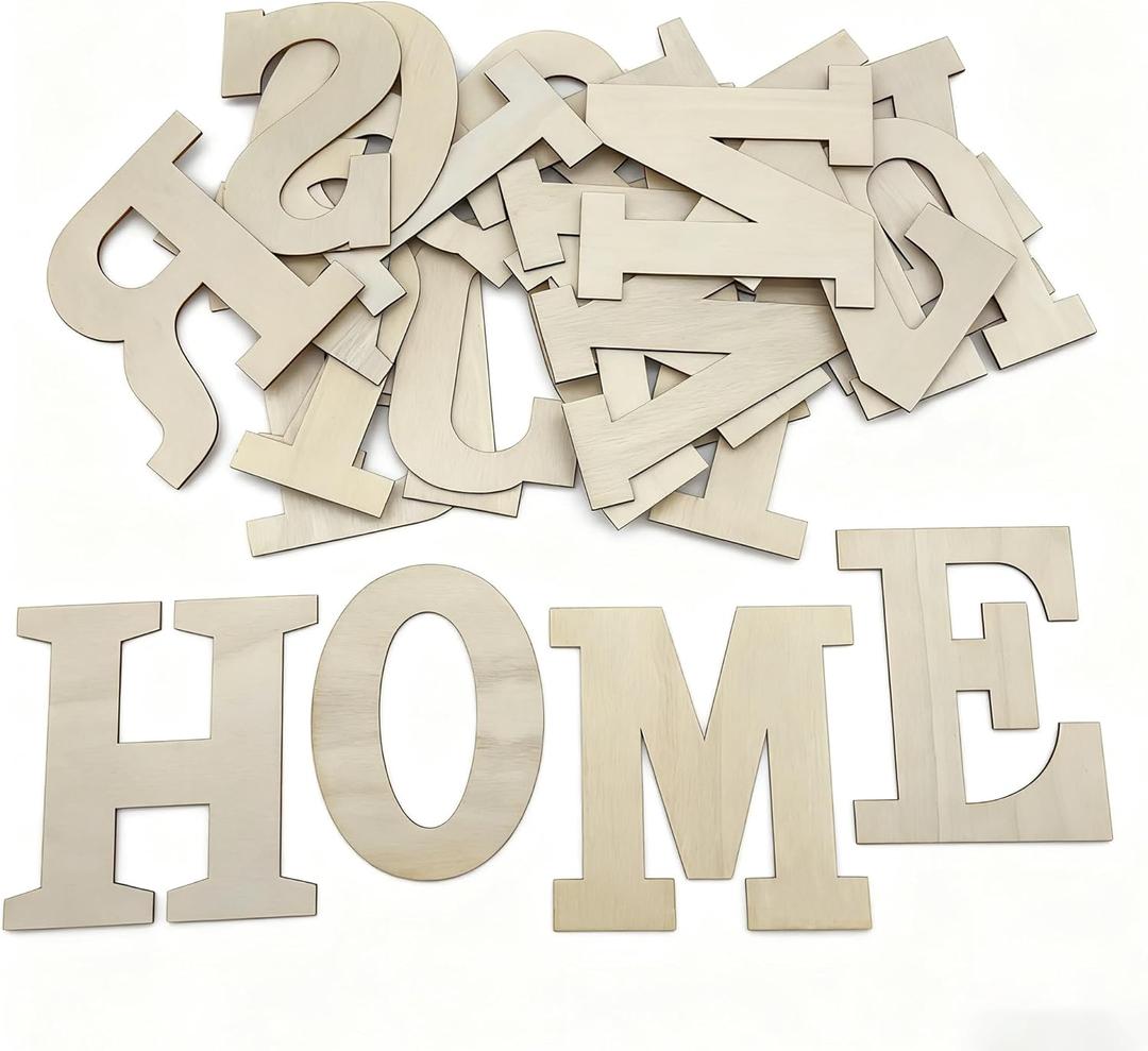 Wooden Letters for Crafts, 6 Inch Unfinished Capital Large Wooden Alphabet Letters&Numbers Wood Letters for DIY Painting Arts Home Decorations Kids Spelling Learning (26Pcs)