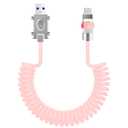 chubbycable Neon Chubby Neon Glow Coiled USB C Cable for Car 100W Fast Charging Spring Cable with Gradient Illumination Compatible with iPhone 17-15 Series, Pink, USB-A to Type-C, 1.64FT-4.43FT