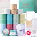 MeiGlow Empty Candle Tins for Making Candles, 24 Pack(12 Colors) 8 oz with Lids, Cotton Wicks, Wick Stickers, Holders, Labels, Pink Ribbon and Transparent Bags (8 oz)