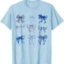 Blue Bow and Ribbon Cute Graphic for Women T-Shirt
