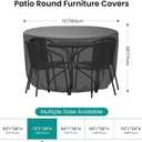 Mrrihand Round Patio Table Cover - Heavy Duty Outdoor Furniture Cover Waterproof Patio Furniture Covers for Outdoor Furniture Set, 72"DIAx28"H, Black