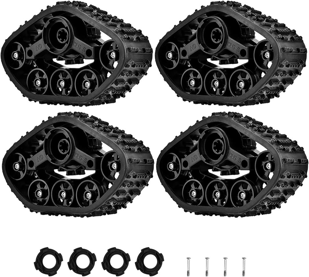 4Pcs RC Truck Track Wheel, Upgrade RC Car Tire Wheel Rubber Crawler Tyre, RC Military Truck Track Wheels for WPL 1/16 RC Military Truck