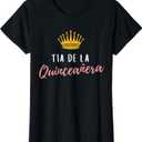 Quinceanera Tia Aunt Women Her Rose 15 Party Quince Matching T-Shirt (X-Small, Black)