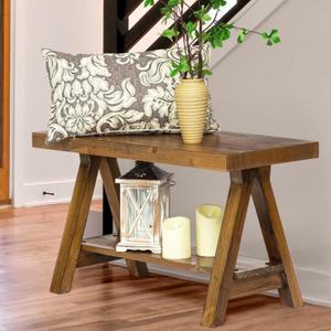 Wnutrees Farmhouse Wood Bench, Rustic Indoor Storage Bench for Entryway, Living Room, Dining Room, Solid Wood Construction, Original Wood, 30" wood bench