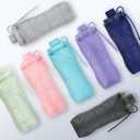 YCT Collapsible Silicone Travel Water Bottle 20oz (600ml), Reuseable Leakproof BPA Free Foldable Sports Bottle, with Carrying Strap, Dark Gray + Purple
