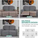 YEMYHOM 6 Pieces Stretch Loveseat Recliner Slipcover Jacquard Recliner Sofa Cover with Side Pocket Fitted Recliner Cover Couch Furniture Protector with Elastic Bottom (Loveseat Recliner, Light Gray)