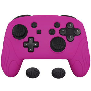 playvital Samurai Edition Ergonomic Silicone Skin Protective Case for Nintendo Switch Pro, Soft Anti-slip Controller Grip Protector for Nintendo Switch Pro with Thumb Grips - Neon Purple