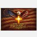 250 Anniversary Usa Flag, 250 Years of Freedom Flags, American Flag with Eagle, Patriotic Decor for Outside, Double Side Design 3x5 Ft (A)