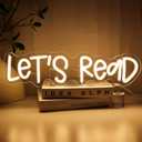 Let's Read Neon Sign for Wall Decor, Reading Led Signs for Library, USB Dimmable Book Neon Lights for Classroom Reading Corner Bedroom Study Room Home Book Club Motivational Wall Art