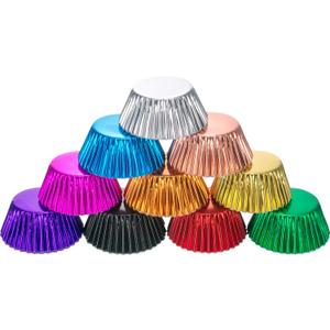 Sumind 400 Pieces Foil Cupcake Liners Standard Size Metallic Cupcake Liners Paper Baking Cups Muffin Case Decoration Cups, 10 Colors