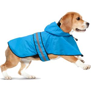 Domagiker Waterproof Dog Raincoats - Hooded Raincoats for Dogs, Adjustable Reflective Dog Rain Coat, Windproof Dog Rain Jacket Pet Rain Slicker Poncho for Small, Medium, Large Dogs (Small, Blue)