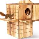 Large Squirrel Family House for Outside with Multi Platform Wooden Squirrel Nesting Box for Breeding Living, Year-Round Shelter and Nesting Place