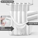 No Hook Shower Curtain and Liner Set,White Hotel Waffle Shower Curtain with Liner 81" L x 72" W