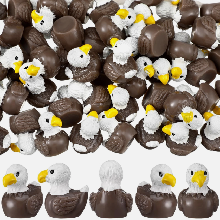 50 Pcs Eagle Duck Figurine Mini Patriotic Resin Ducks Bald Eagle Patterns 