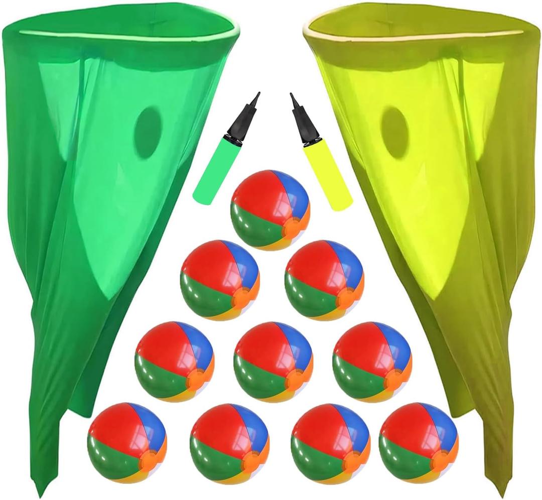 Granny Pants Yard Game, Granny Pants Outdoor Game - Oversized Giant Pants with Bouncy Balls & Pump, Backyard Parties, Field Day Fun for Adults (yellow+green)