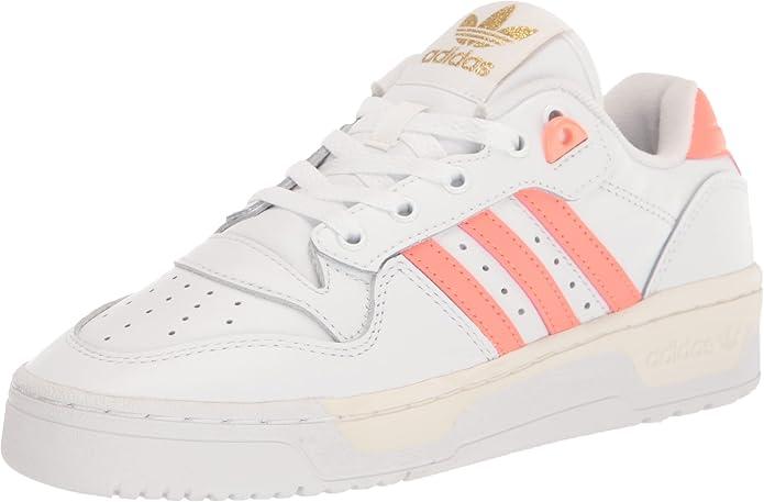 Adidas Womens Rivalry LowSneaker (8.5, White/Coral Fusion/Gold Metallic)