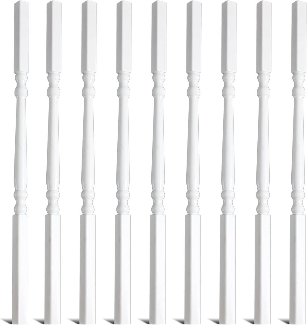 Yaocom Railing Spindles White Vinyl Deck Railings Colonial Style Deck Balusters for European Home Decorative Outdoor Stair Porch Fencing Railings(1 1/4" Sq X 34",Vinyl Railing,9 Pack)