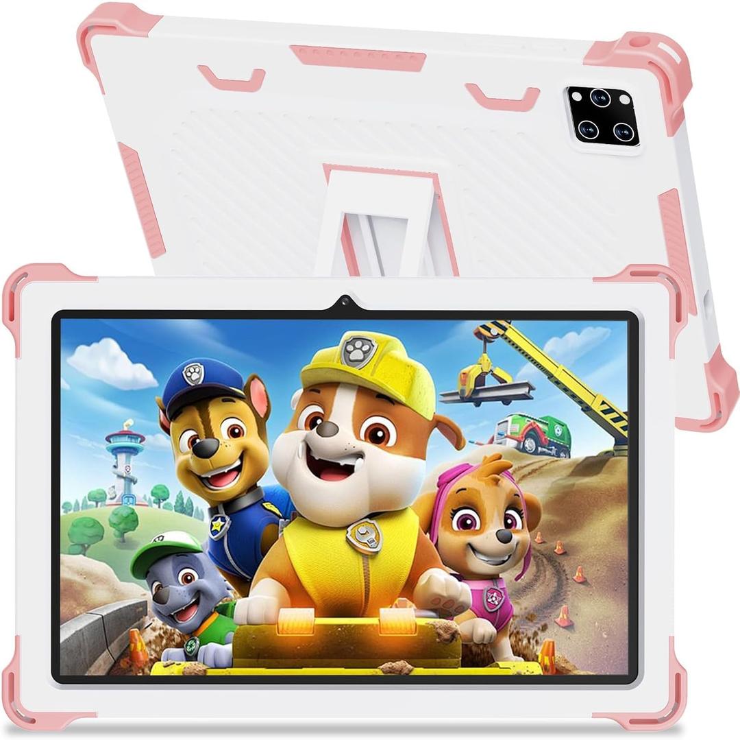 10 Inch Android 15 Kids Tablet, 10GB RAM 64GB ROM, 6000mAh Battery, Parental Control, Iwawa Educational Learning Apps, Tablet for Kids 3-7（Pink）