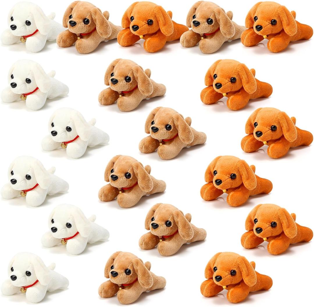 Sosation 20 Pcs Mini Plush Stuffed Puppy Bulk Gift Dog Graduation Party Favor Toy Soft Plush Dog for Goodie Bag Fillers Kids Baby Show Birthday Carnival Prize Party