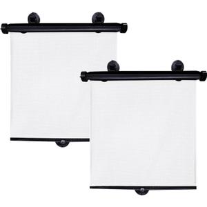 2 PCS Car Side Window Sun Shade, 15.6"17.8" Retractable Auto Window Shade Blocks Heat and UV Rays Glare Protection, Roller Sunshade Visor with Suction Cups, Car Accessories (White) 2 PCS Car Side Window Sun Shade, 15.6"17.8" Retractable Auto Window Shade Blocks Heat and UV Rays Glare Protection, Roller Sunshade Visor with Suction Cups, Car Accessories (White)