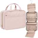NISHEL Travel Toiletry Bag for women, Portable Hanging Organizer for Family-Sized Shampoo, Conditioner, Brushes Set, Makeup Accessories, Extra Large Size, Pink