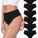 Cotton Thongs for Women High Waisted Seamless No Show Thong Stretchy Comfort Panties, Size L, 6 Pack