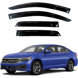 KPY Window Visor Compatible with Volkswagen (VW) Jetta 2019-2023, 4PC Rain Guard Side Window Vent Deflectors Tape-On Style, 2019 2020 2021 2022 2023