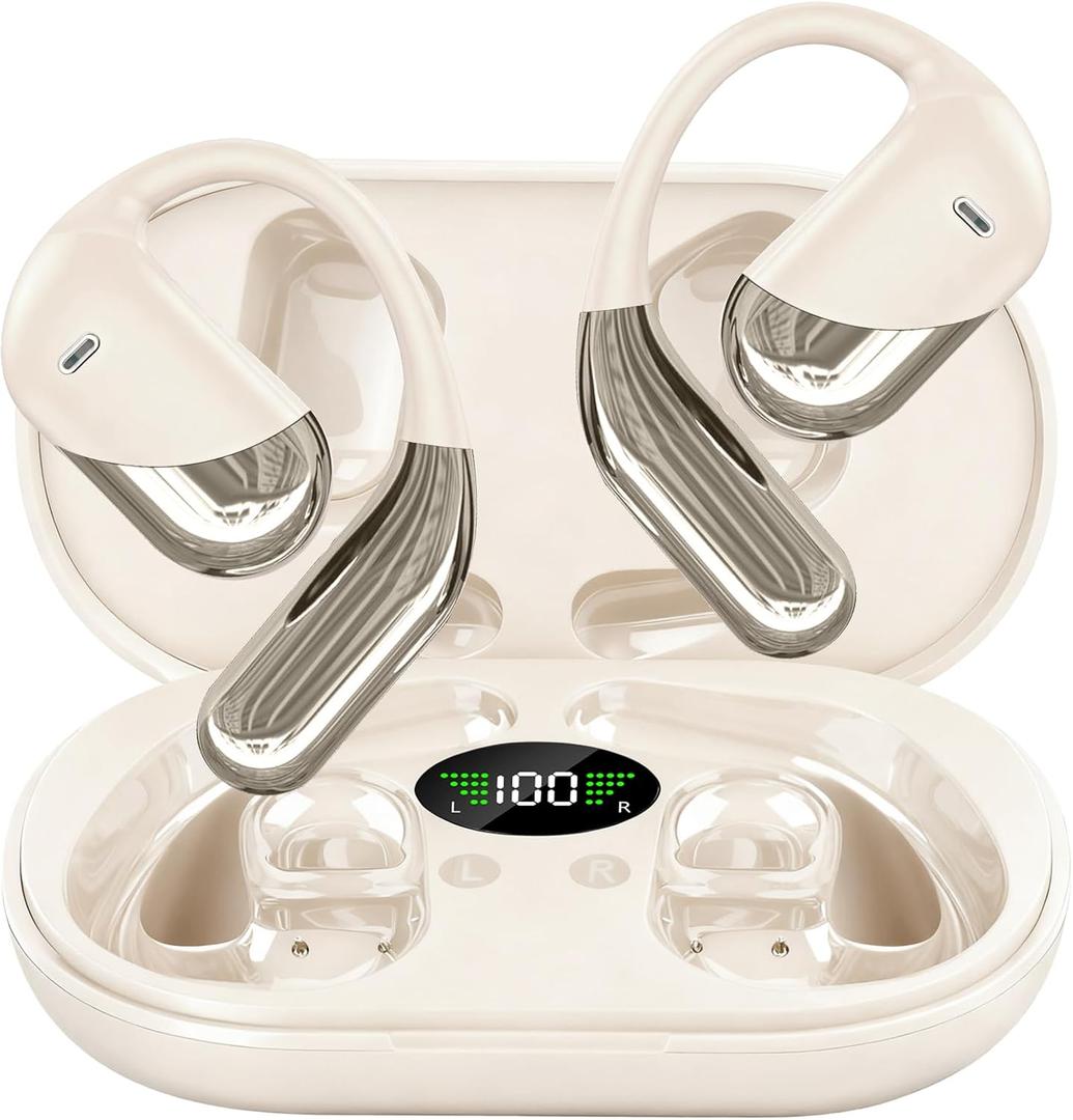 AI Translator Earbuds Real-Time 144 Languages & Accents, 3-in-1 Open Ear Wireless Bluetooth Earbuds with Charging Case,Translation Device for Travel Business Learning Compatible with iOS and Android (Beige)