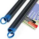 Pair of 90lb. Heavy Duty Garage Door Extension Springs Stretch Springs, 25" Long,Double Loop Ends, High Precision Electrophoresis Black Coated, MIN 16,000 Cycles, for 7ft High Garage Doors (90LB-Light Blue)