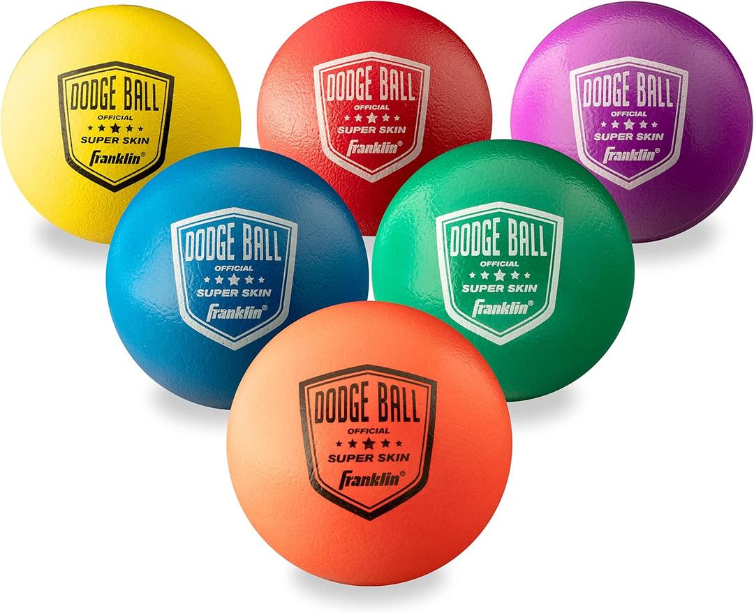 Franklin Sports Super Skin 6-Pack of Dodgeball Balls, 7-Inch, Easy-Grip Foam Balls for Playground and Gymnasium Games